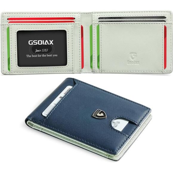 Mens Slim Wallet RFID Blocking Bifold wallets for men Minimalist Genuine Leather